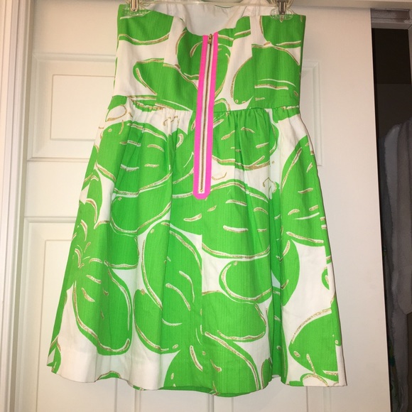 Lilly Pulitzer strapless green bee dress, 2 - Picture 2 of 6